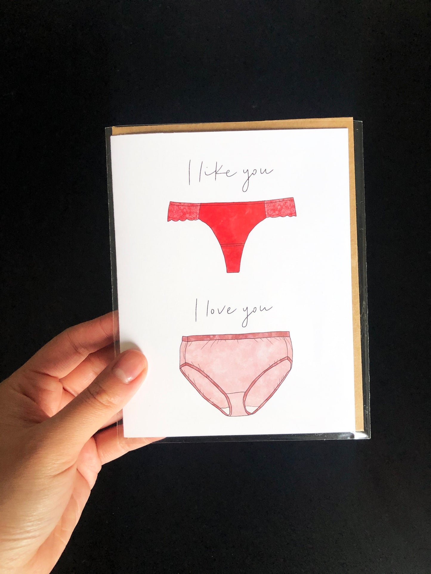“I Like You, I Love You” Underwear Greeting Card