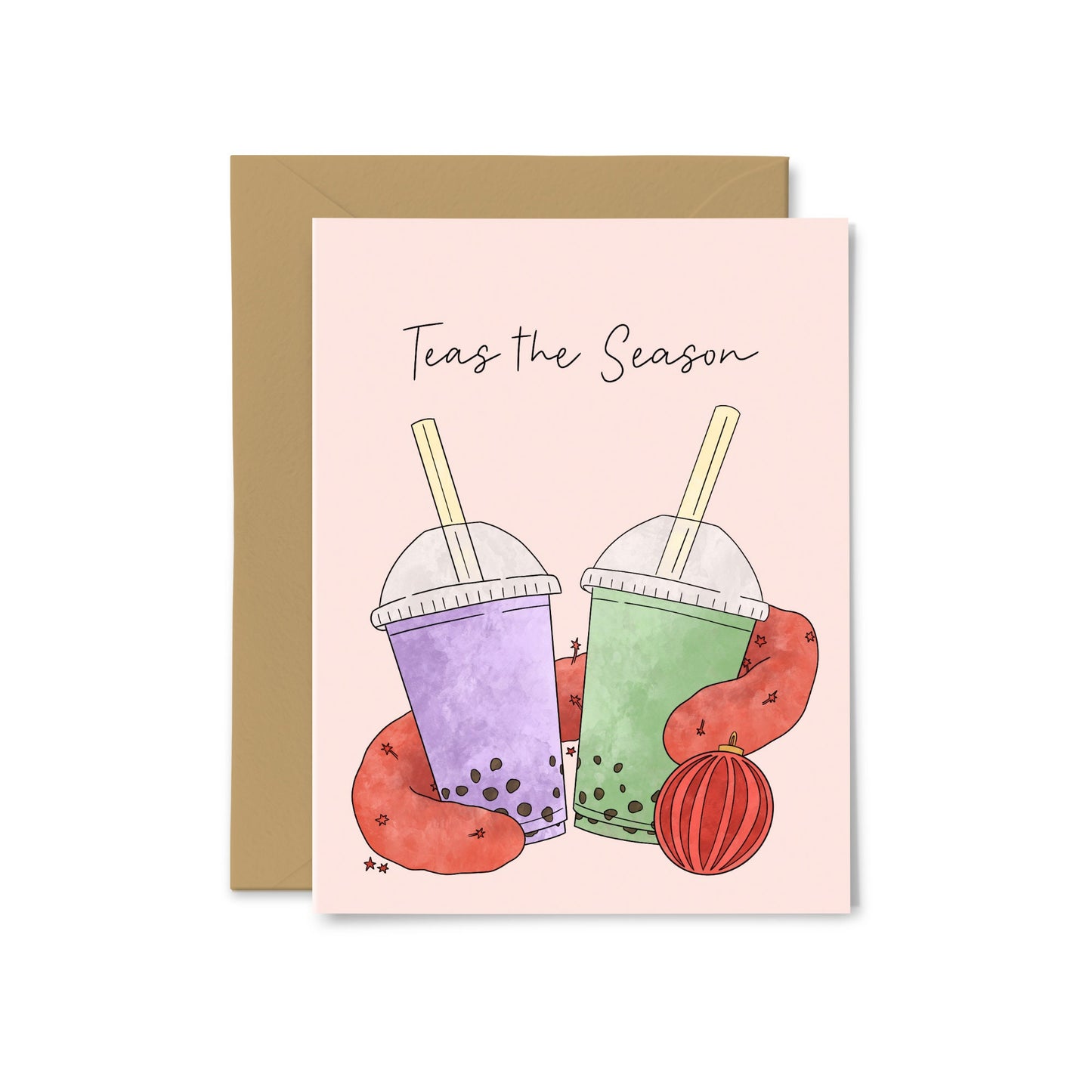 “Teas the Season” Bubble Tea Greeting Card