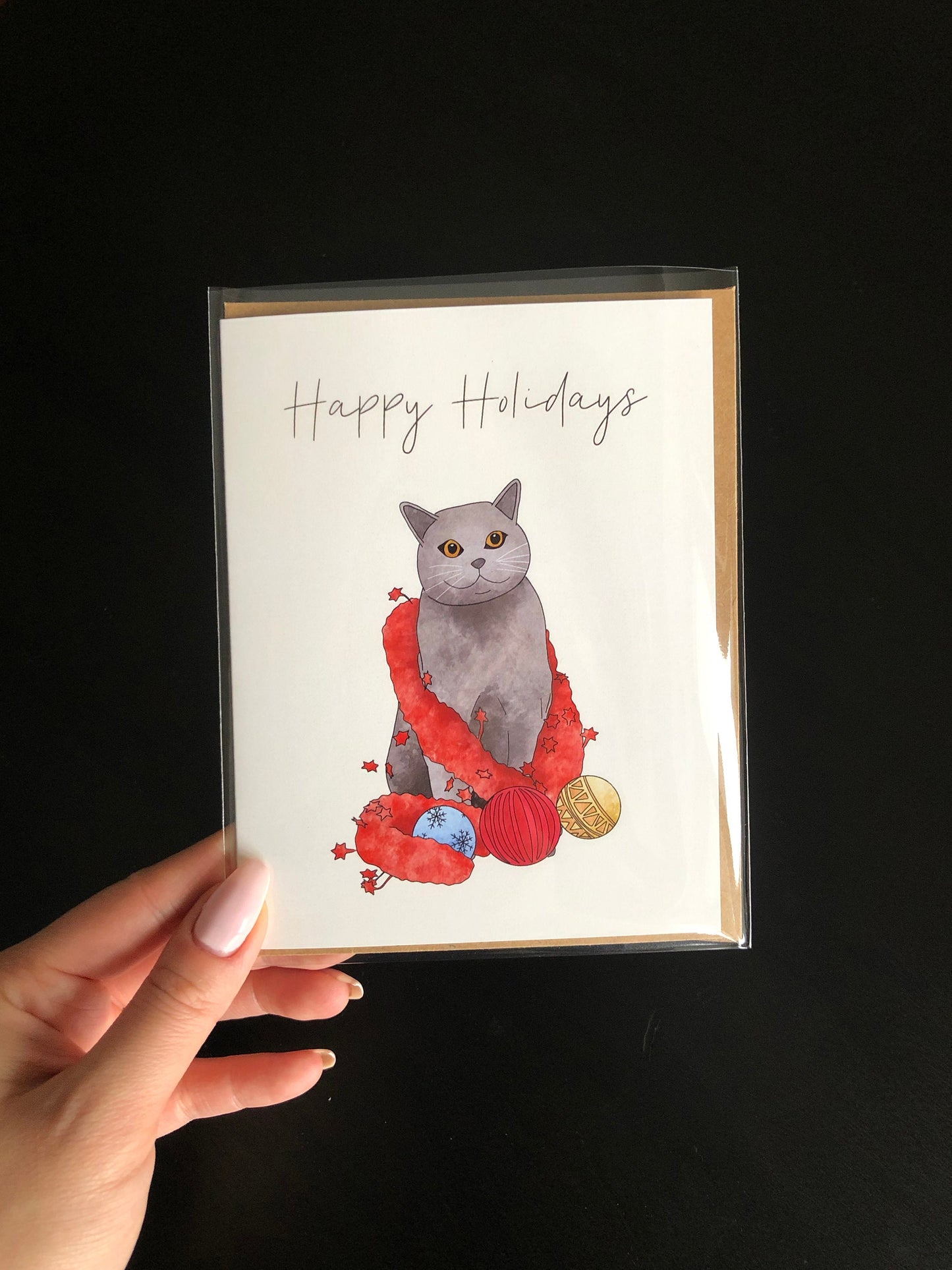 “Happy Holidays” Cat Greeting Card