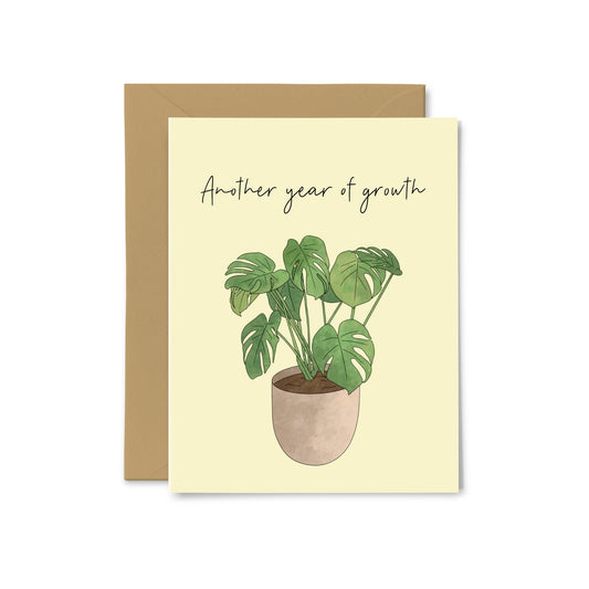 “Another Year of Growth” Monstera Greeting Card