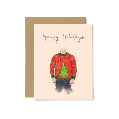 “Happy Holidays” Ugly Sweater Greeting Card