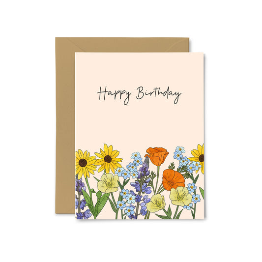 “Happy Birthday” Flowers Greeting Card