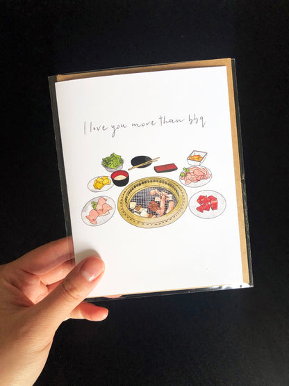 “I Love You More Than BBQ” Korean BBQ Greeting Card