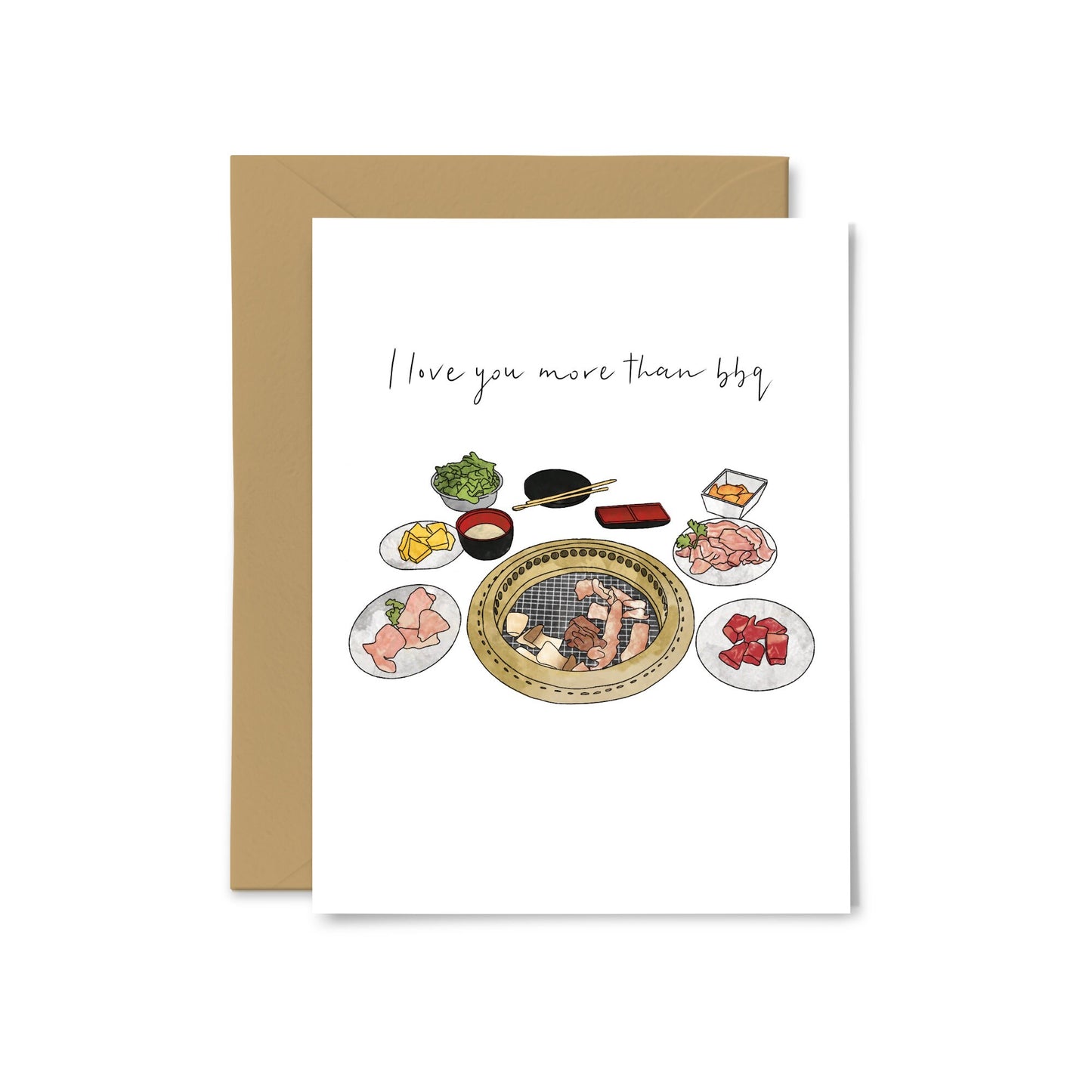 “I Love You More Than BBQ” Korean BBQ Greeting Card