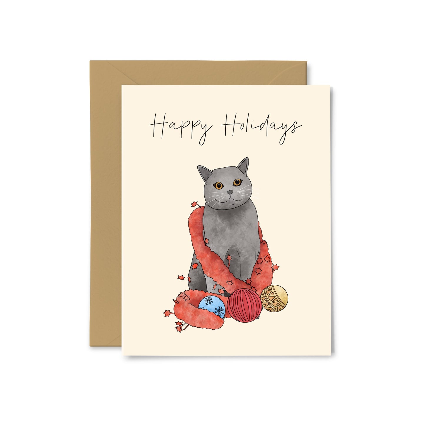 “Happy Holidays” Cat Greeting Card