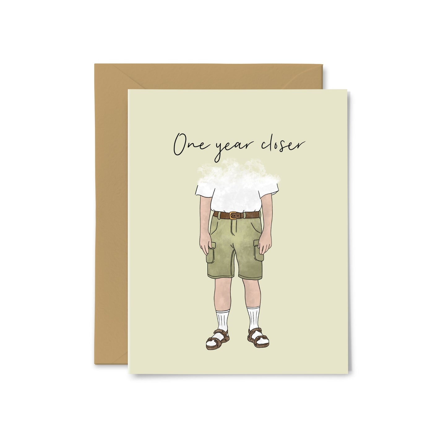 “One Year Closer” Sandals with Socks Greeting Card