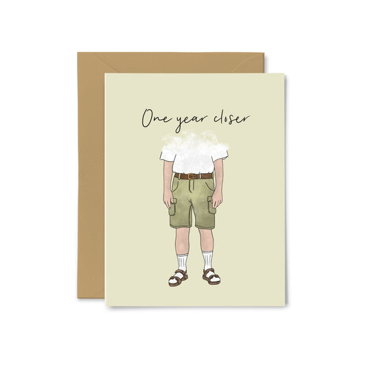 “One Year Closer” Sandals with Socks Greeting Card