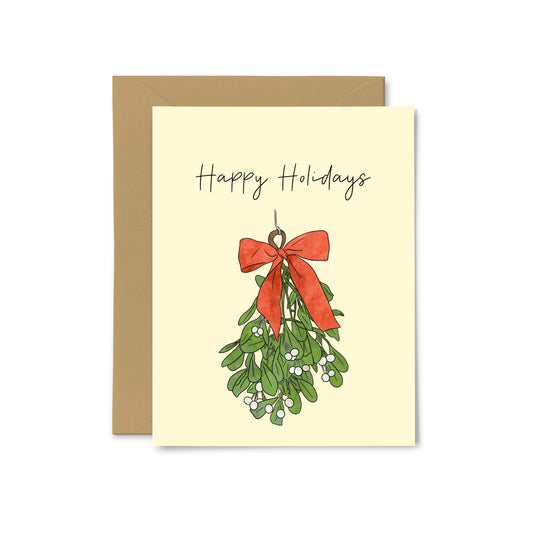 “Happy Holidays” Mistletoe Greeting Card
