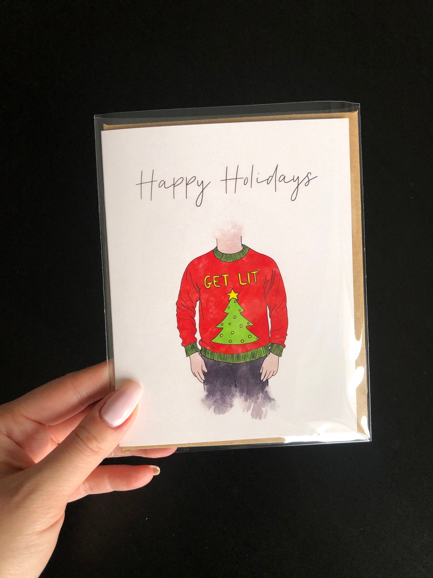 “Happy Holidays” Ugly Sweater Greeting Card