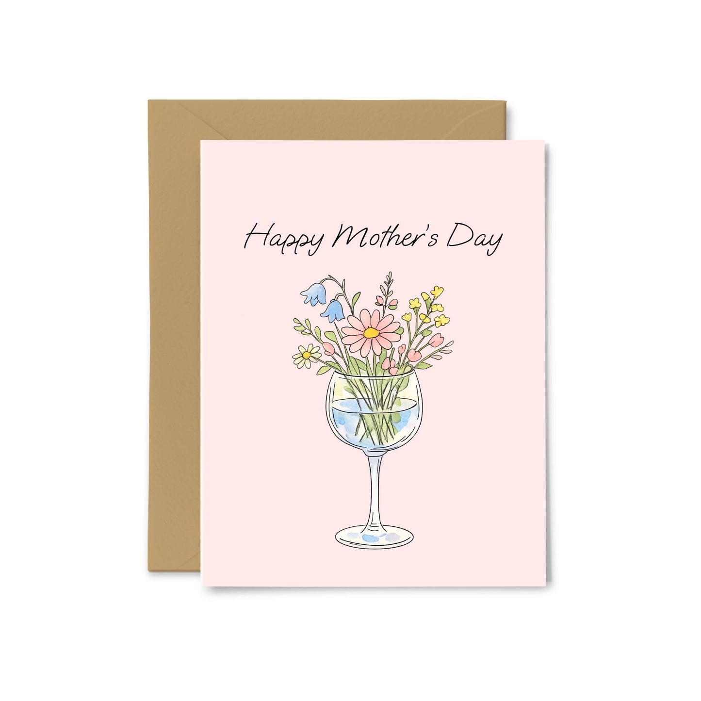 “Happy Mother's Day” Flowers in Wine Glass Greeting Card